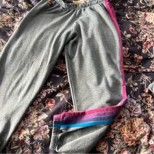Aviator Nation 5 Stripe Sweatpants Heather Grey Ladies L